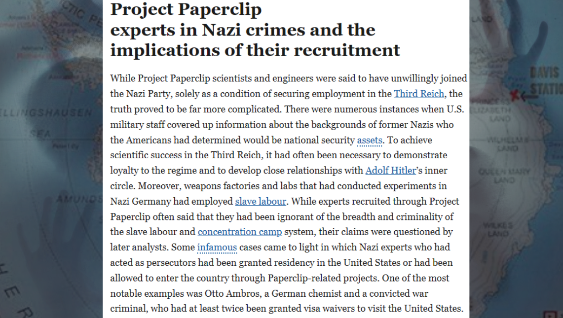 The Complicity Of Project Paperclip Experts In Nazi Crimes And The Implications Of Their Recruitment