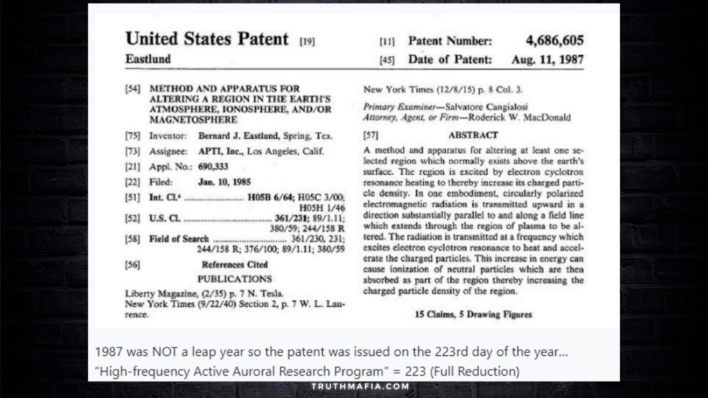Haarp Us Patent 4686605