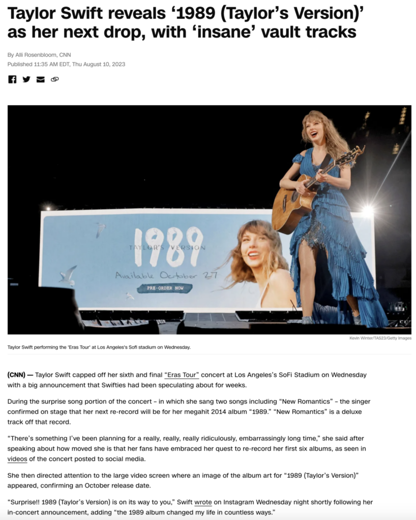 Taylor Swift Announced Her 1989 Album On August 9, In La