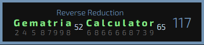 Gematria Calculator Equals 117 In Reverse Reduction Gematria 