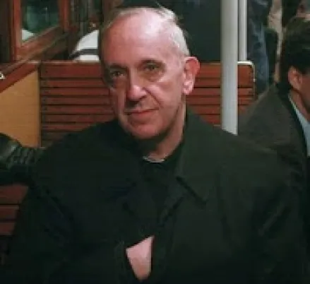 Then Cardinal Bergoglio (Now Pope Francis) With The Hidden Hand Symbol While Riding The Bus In Argentina. During His Inauguration As Pope, As He Walked Out Of The Balcony Of St. Peter For The First Time As Pope, He Likewise Briefly Flashed The Hidden Hand.