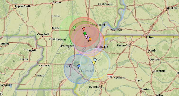 Recent Earthquakes Near New Madrid, Missouri, United States