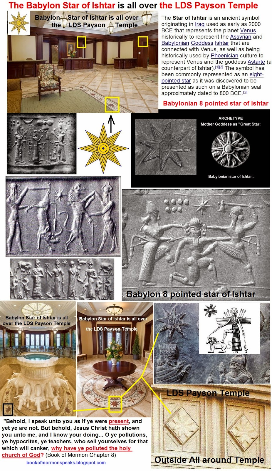 Babylon Star Of Ishtar Is All Over The Lds Payson Temple