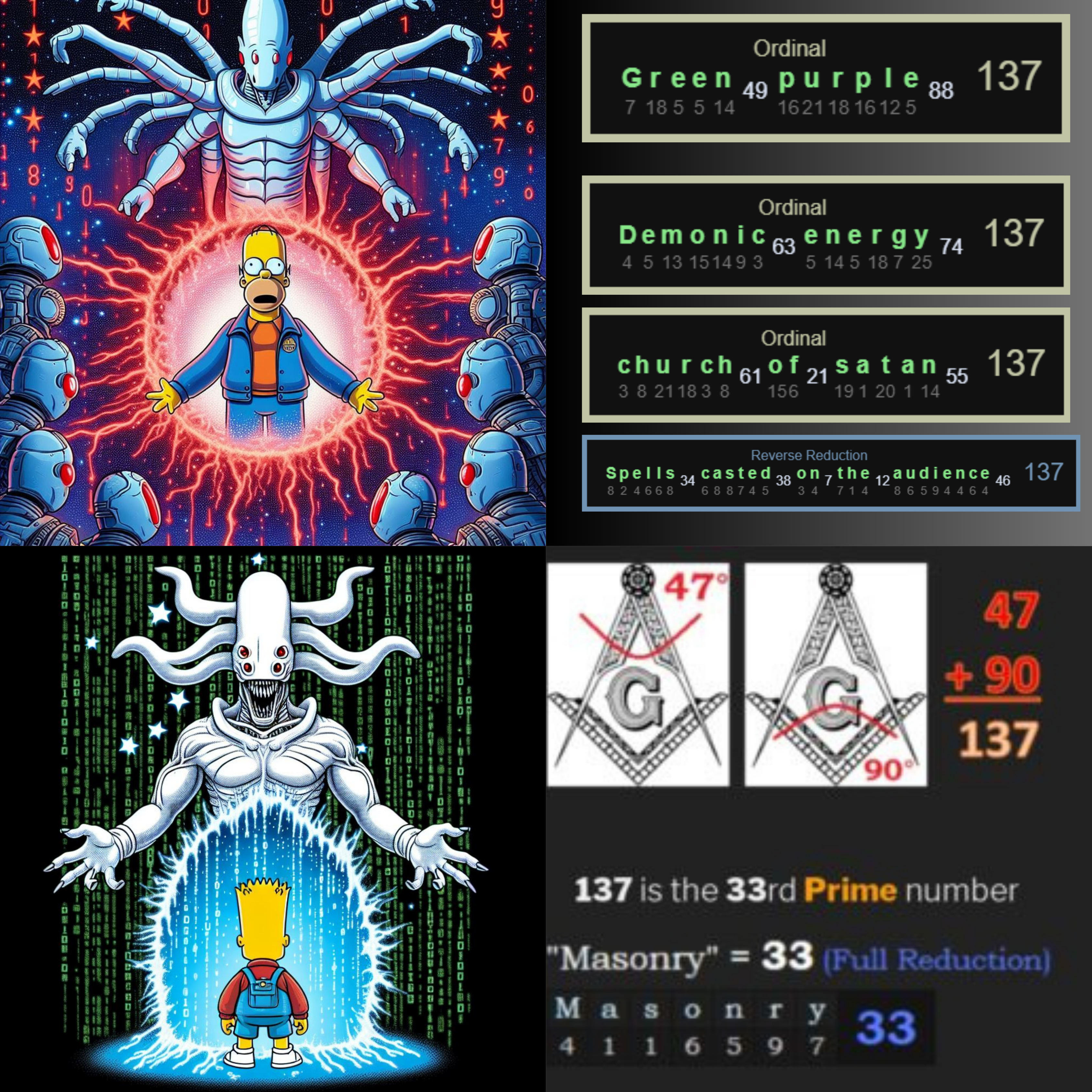 Green And Purple Illuminati Color Code Of The Villain Connected To The Number 137 