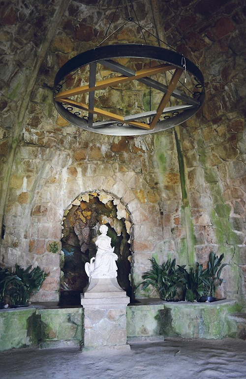 One Cave Features A Sculpture Of Leda And The Swan Underneath A Hexagram.