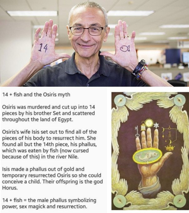 John Podesta's Photo Showing His Hand With The Number 14 And A Fish