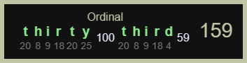 Thirty Third-Ordinal-159
