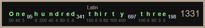 One Hundred Thirty Three-Latin-1331