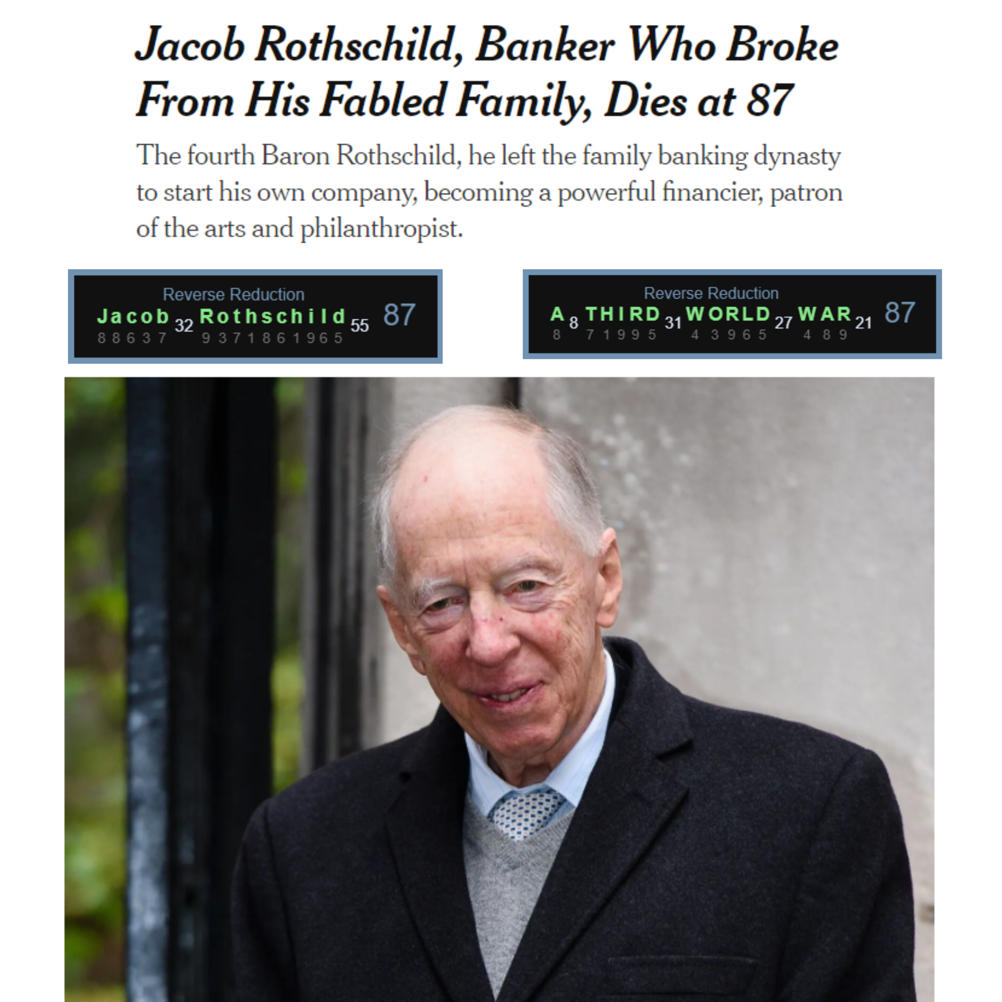 Jacob Rothschild, Banker Who Broke From His Fabled Family, Dies At 87