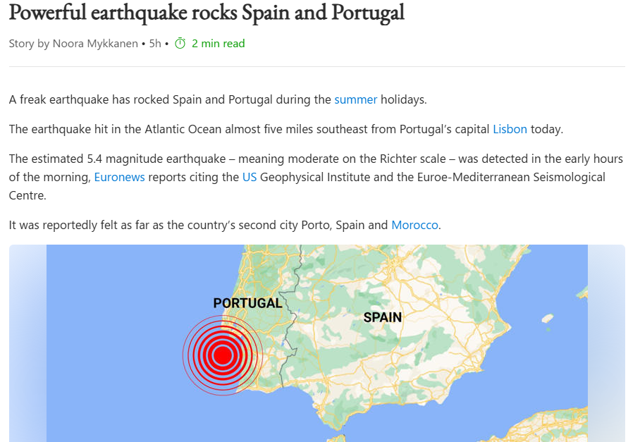 Powerful Earthquake Rocks Spain And Portugal