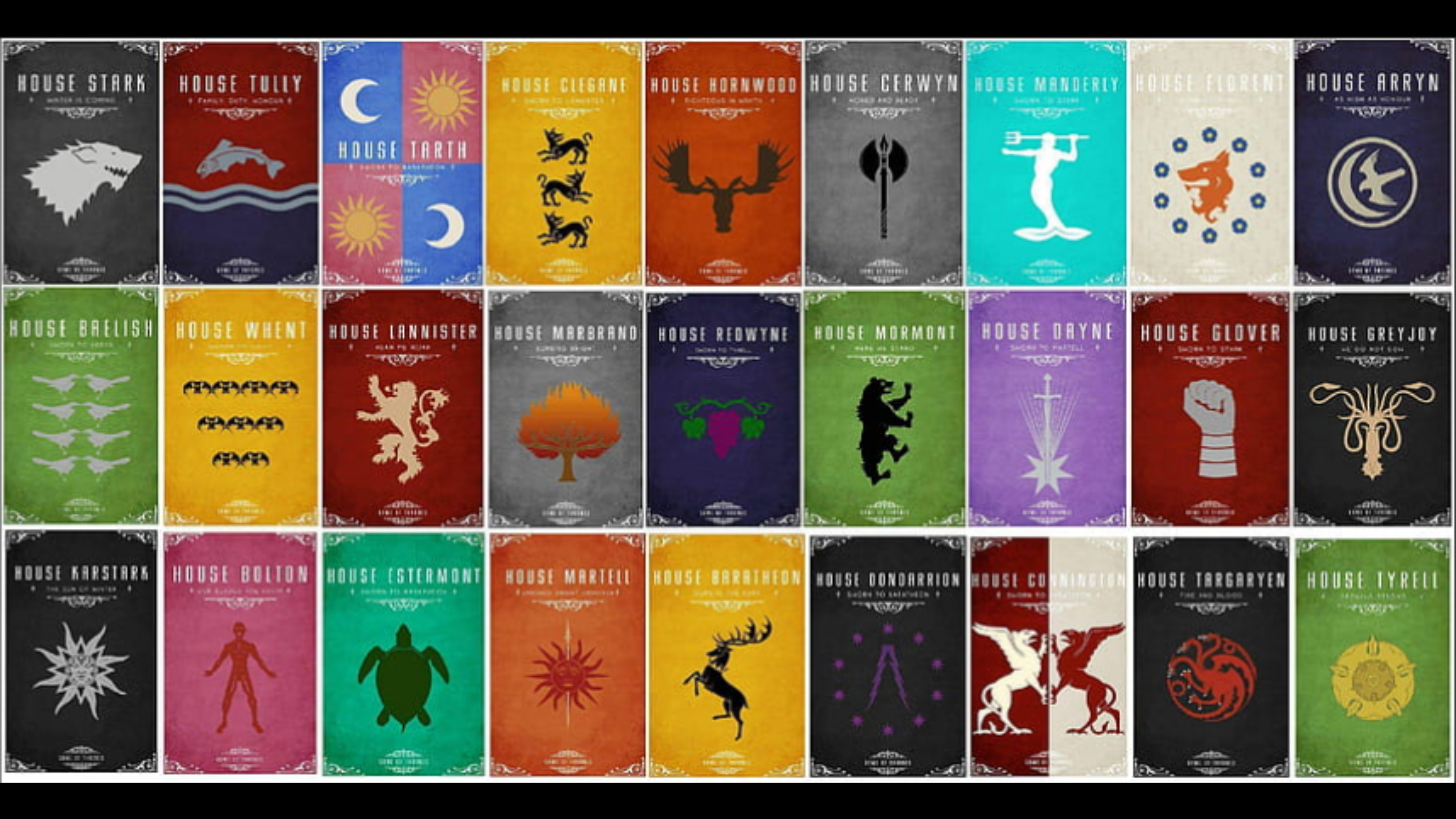 Coats Of Arms For The Houses In Game Of Thrones.