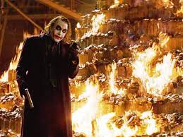 The Joker Burning The Money In Batman 