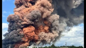 Massive Fire Engulfs Atlanta Area Biolab Chemical Plant Evacuations Underway Toxic Plume Released -