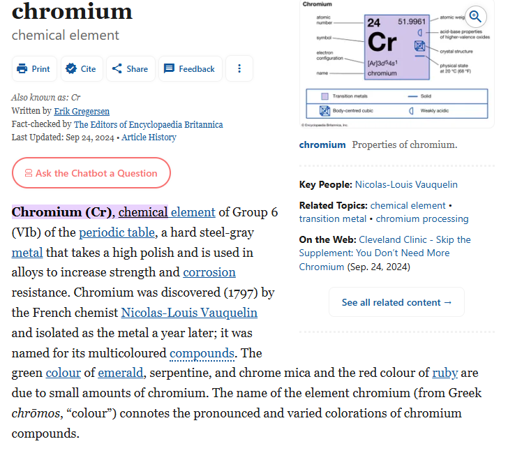 Element 24 Chromium 