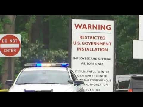 Massive Police Presence At Cia Headquarters Entrance Closed Person Shot Trying To Ram Gate -