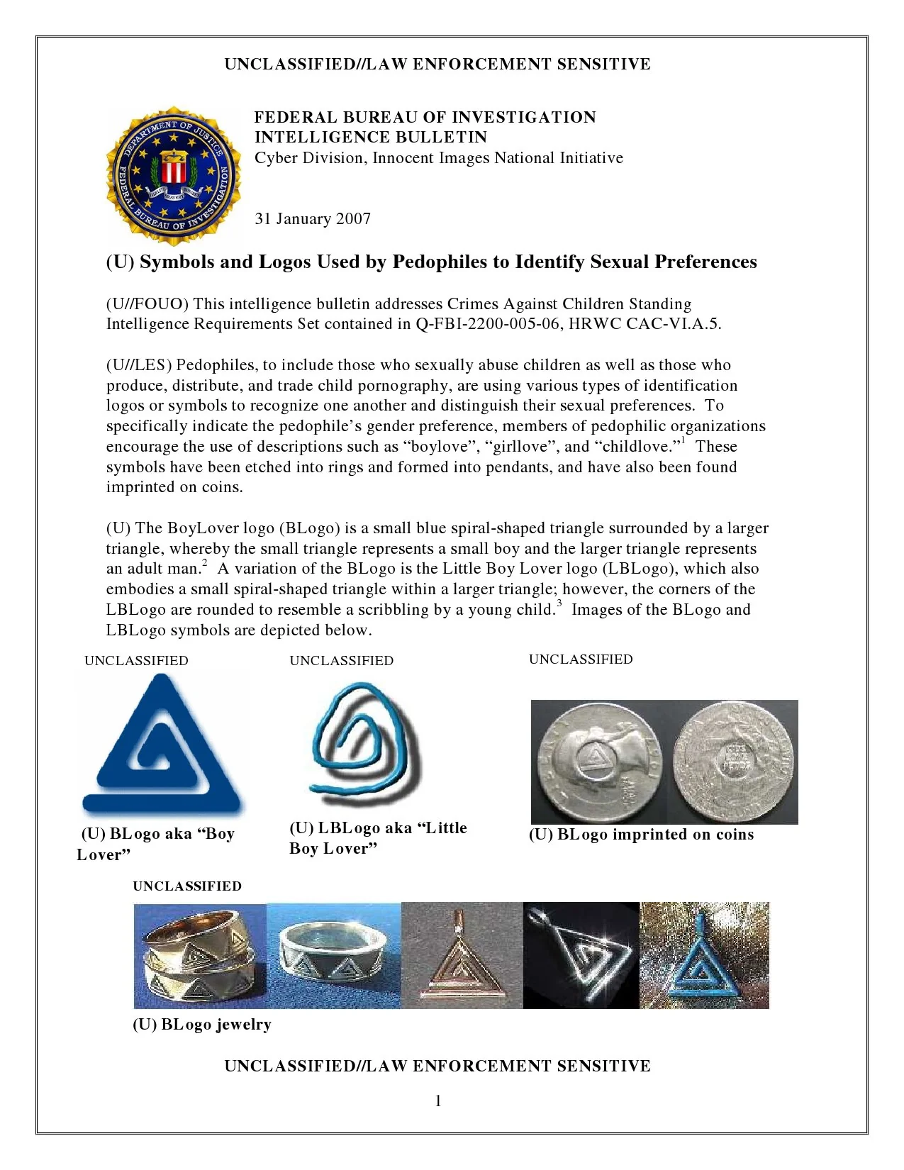 Triangular Blue Spiral Symbol (Fbi)